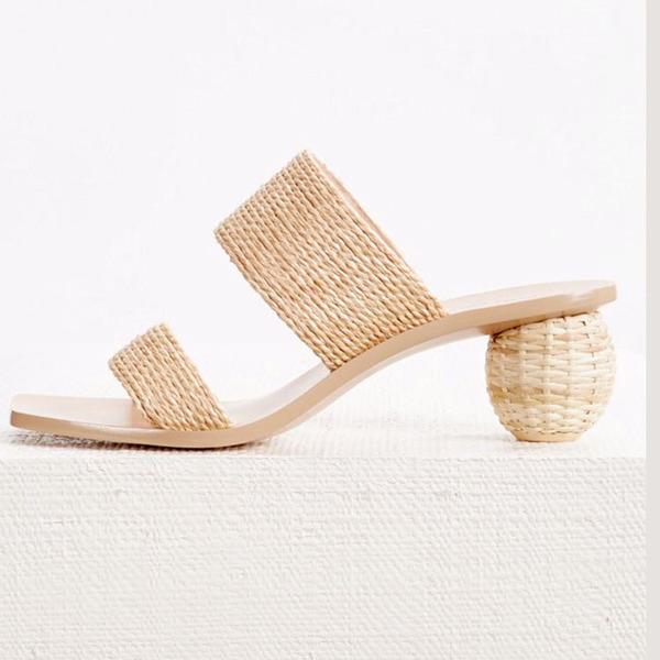 Komfortsko til kvinder stor størrelse med sandaler elastik jakkesæt kvindelige beige firkantede tå strappy hæle: 1 / 39