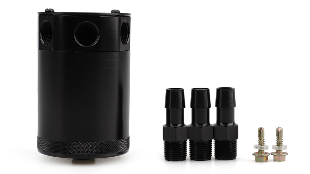 Black Aluminum Engine Reservoir Breather with Separator Baffled Oil Catch Tank Can