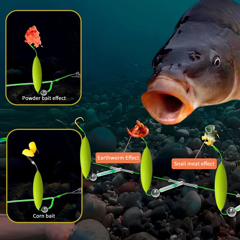1 Set Size3#-14# Pesca Carp Rigs Fishing Lure Three Hook Fishing Hair Rigs Hook Suspension Anti Bottom Carp Fishing Hook
