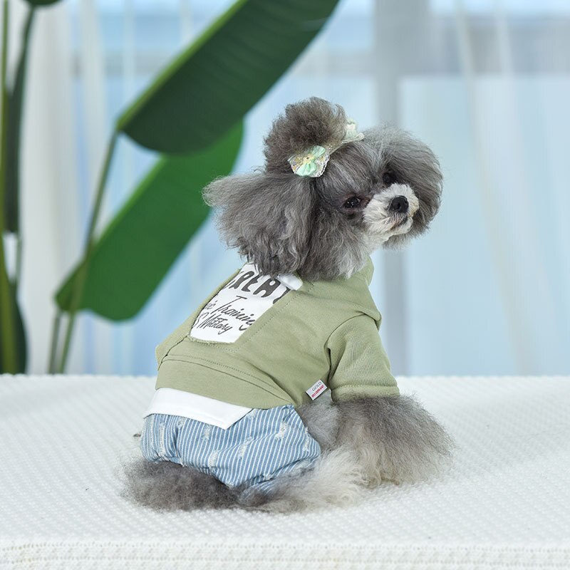 Roze Groen Blauw Kleuren Vier Benen Warm Katoen Gevoerde Hond Kleding Voor Herfst En Winter Pet Puppy Warme Kleding Voor huisdieren: green / L