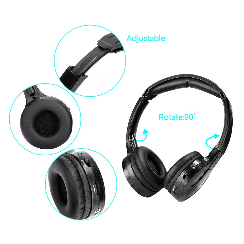 IR Infrared Wireless headphone Stereo Fordable Car Headrest DVD Player Earphone Music Headphones TV headphone 2 headphones
