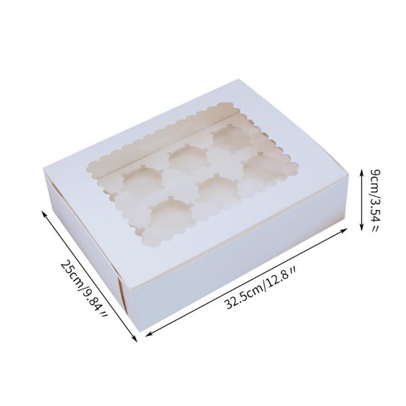Amoliy 2/4/6/12 Löcher Cupcake Verpackung Kasten Muffin Kasten Keks Gebäck Kasten Kraft Papier Kasten Kuchen Schokolade Verpackung Backen Werkzeuge: 12 Löcher Weiß