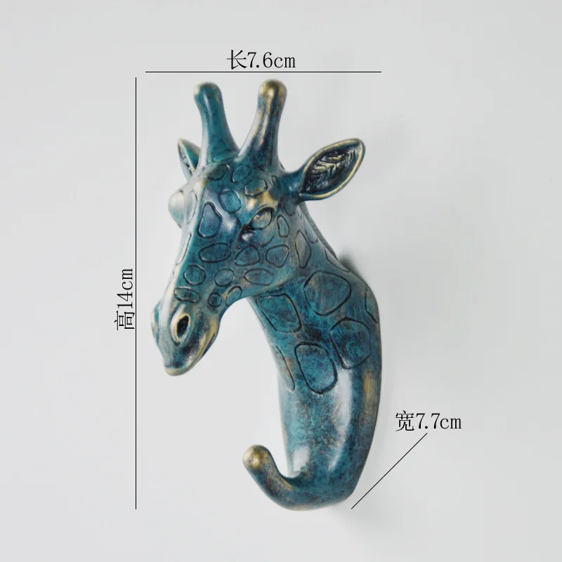 Ganchos con forma de Animal europeo, ciervo, Stags, rinoceronte, caballo, jirafa, cabeza de elefante, colgador de pared, abrigo para sombrero, gancho, soporte para estante, decoración del hogar: Bronce