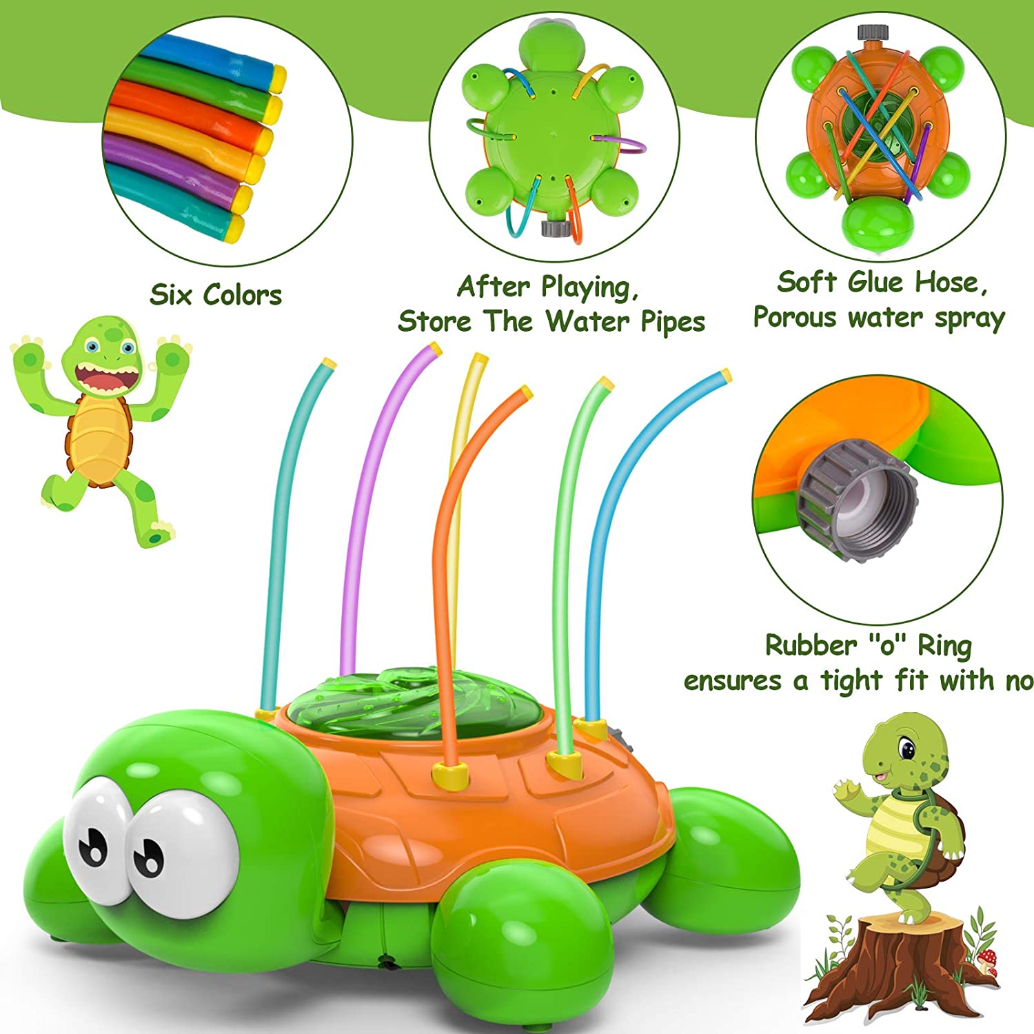 Outdoor Schildpad Water Sprinkler Speelgoed Voor Kinderen En Peuters Wiggle Buizen Spuiten Spatten Zomer Achtertuin Zwembad
