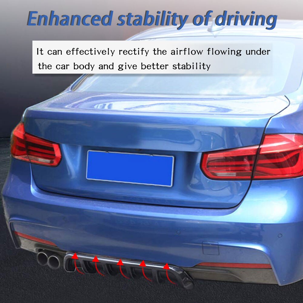 ABS Spoiler Rear Shark Fin Style Curved Bumper Lip Diffuser Shark 6 Fin Spoiler Kit