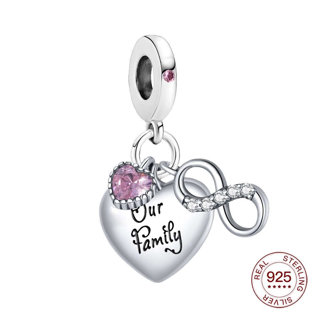 family silver charm 925 loving sister Dangle Charm family pendant Fit Original charm Nceklace for women jewelry: PAS485