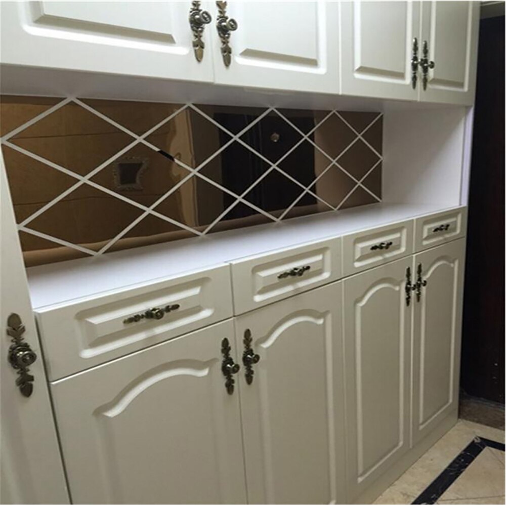 Diamond Spliced Mirror Stickers Self Adhesive Removable Acrylic Mirror Sheets Wall Decals For Home Art Room Bedroom Background