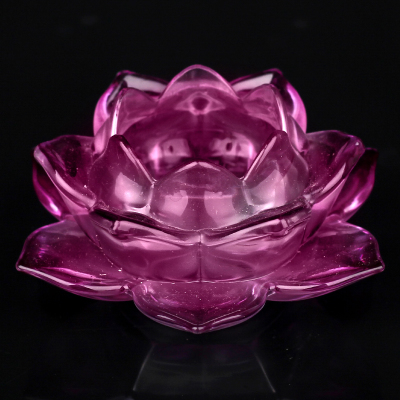 Kandelaar boterlamp boeddhistische tempelbenodigdheden grote zesbladige lotus kleurrijk kristalglas voor boeddhalicht kandelaar: G