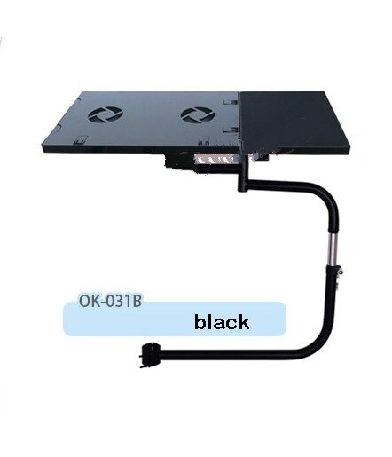 OK031S Multifunctional Full Motion Chair Clamping Laptop Desk Holder with Fan+ Square Mouse Pad +Chair Arm Clamping Mouse Pad: black