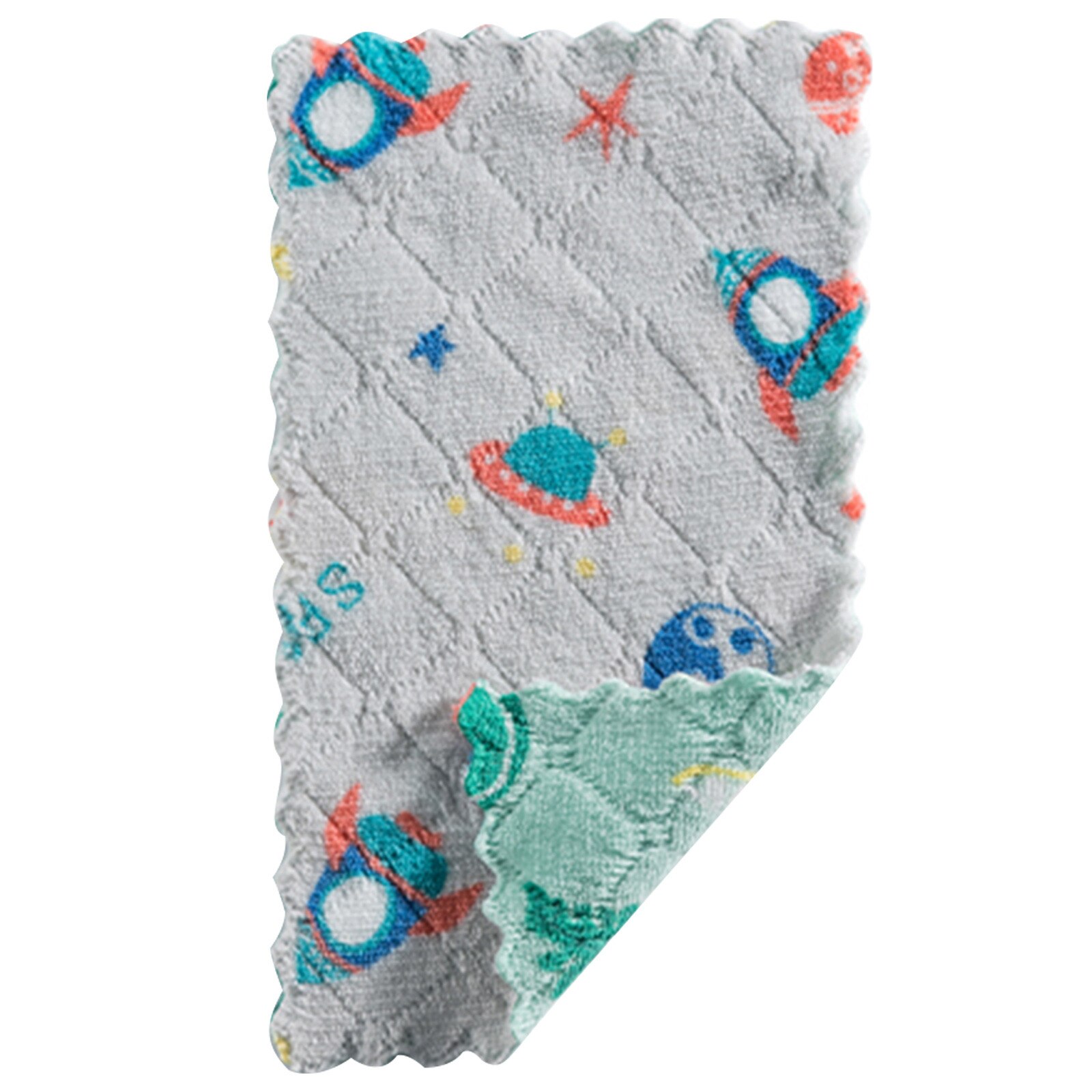 Chiffon de nettoyage multi-usages, chiffon imprimé Double face, dessin animé, serviette à vaisselle, molleton de corail, élimine les taches, outils de nettoyage de cuisine: D