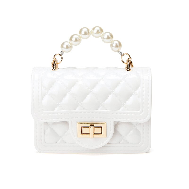 Mini borse e borsette da donna borse a tracolla in gelatina di PVC per donna portafoglio con monete borse a catena per feste da ragazza Tote: white pearl