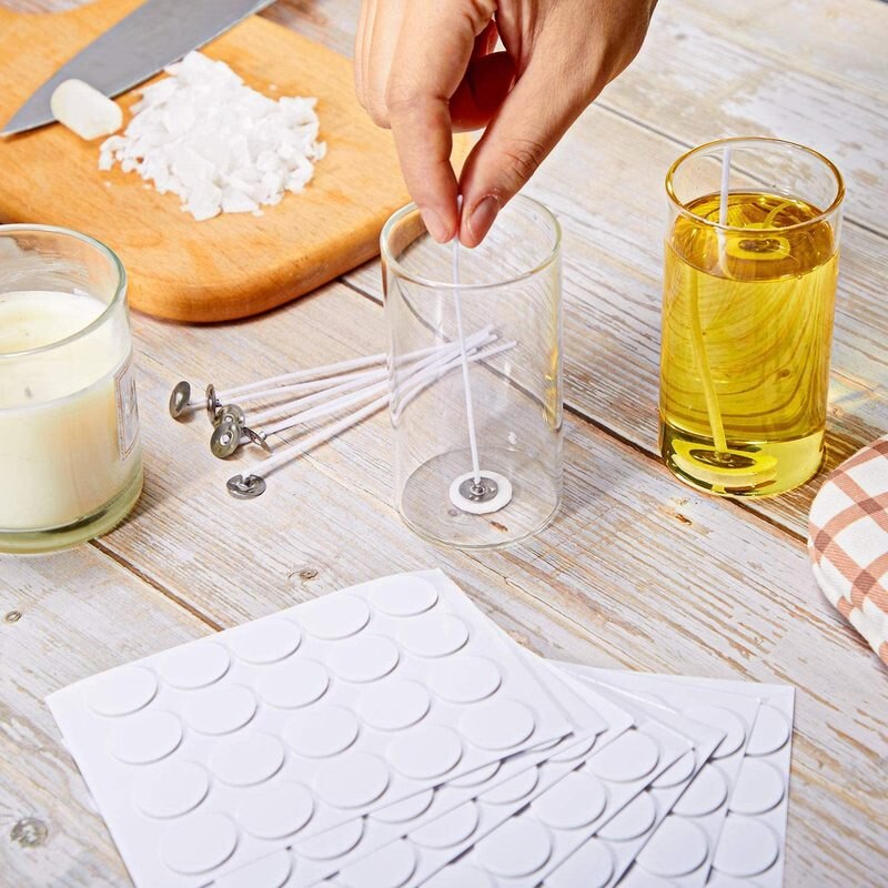 100pc Candle Wick Stickers Candle Making Sticker Heat Resistance Double-sided Stickers for Wax Fixed Candle DIY Film Stickers