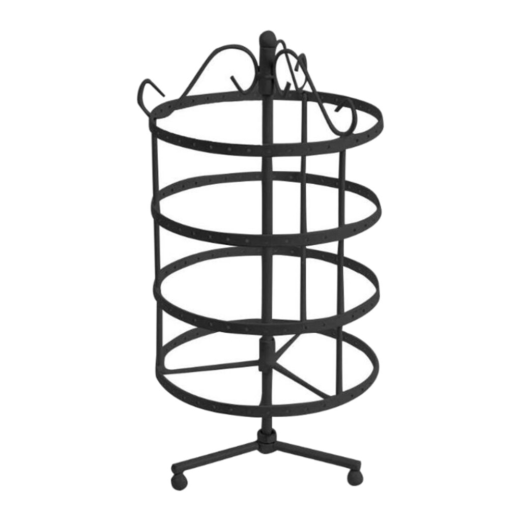 4 Tiers Black Rotating Spin Table 72Pairs Dangle Earrings Organizer/Jewelry Display Stand Rack
