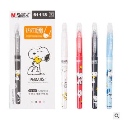 12 stks/partij M & G Chenguang briefpapier 0.5 zwarte leuke unisex warmte-variabele uitwisbare pen gel pen