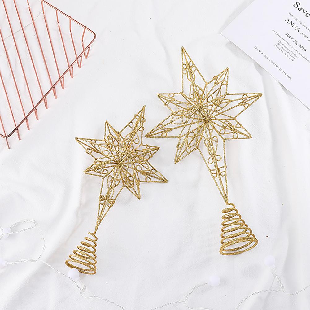 Iron Christmas Tree Topper Star LED Glow Flashing Christmas Tree Top Decoration Battery Operated 5 Point Star Christmas Decor