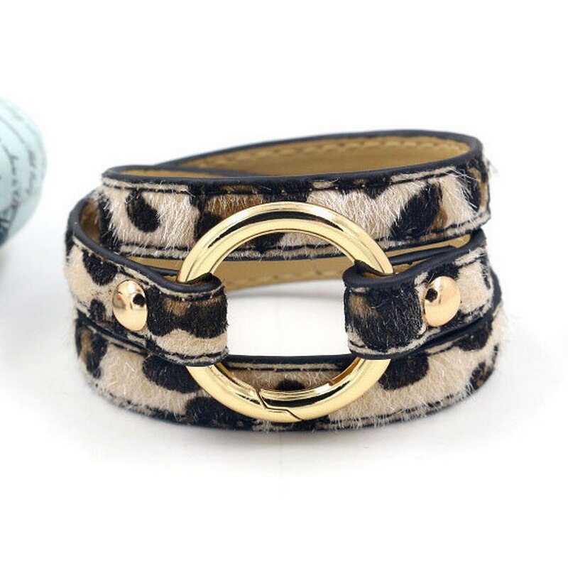 Luipaard Lederen Armbanden Voor Vrouwen Armbanden En Armbanden Elegante Boho Multilayer Wrap Brede Armband Sieraden