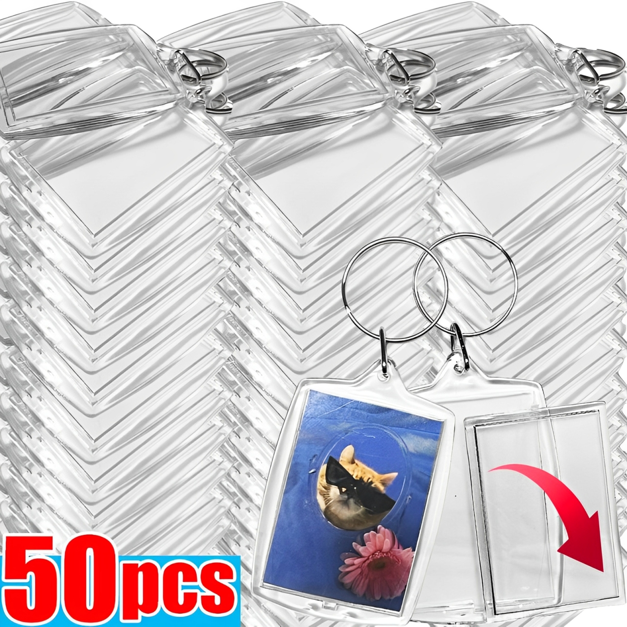 5/50 stuks transparante fotolijst sleutelhanger kwastjes snap-in aangepaste insert foto acryl blanco sleutelhanger duidelijke blanco foto hanger