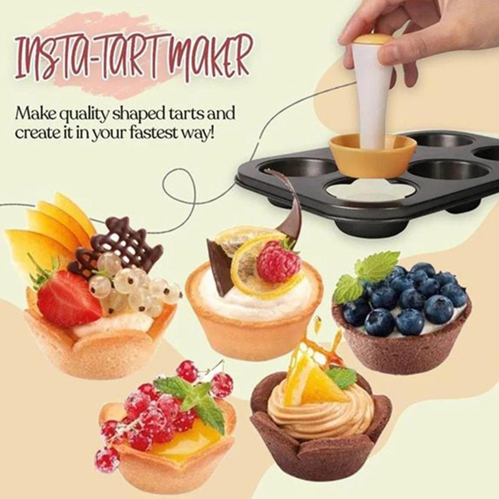 Plastic Pastry Tamper Tart Shell Molds Tart Cutter Flower Round Dough Cookie Cutter Set Cupcake DIY Mold Muffin Cupcake