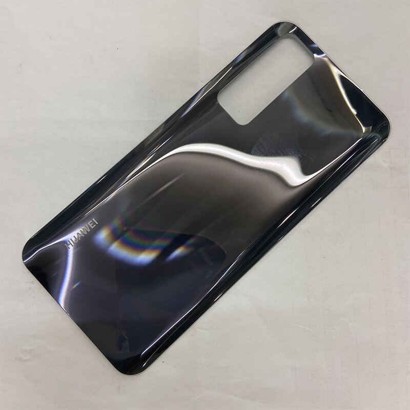 For Huawei Nova 7 5G Battery Cover Back Housing Glass Rear Door Case With Camera Lens+Adhesive Sticker JEF-AN00 NX9 AN20: no lens Black