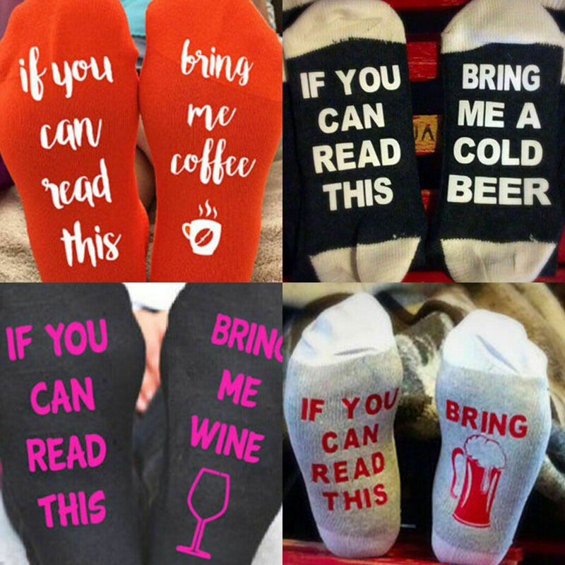 Funny If You can read this Bring Me Beer Coffee Women Men Cotton Ankle Socks