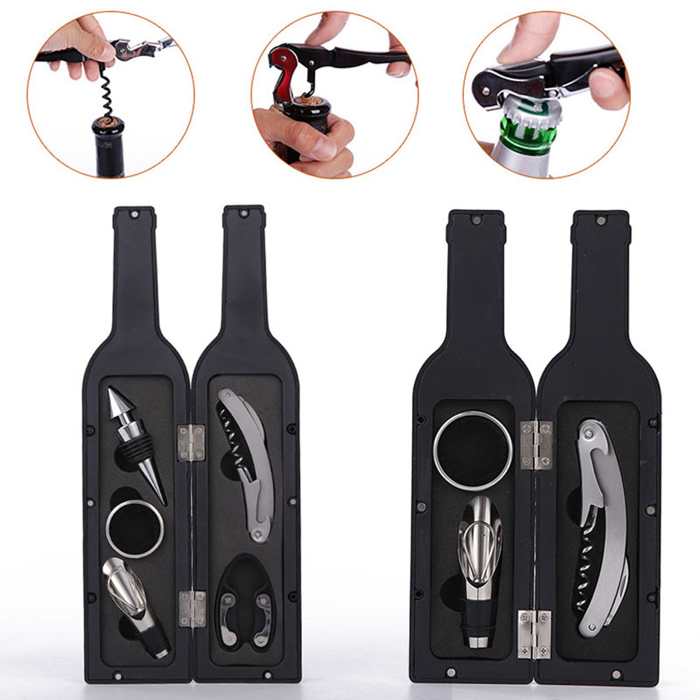 1 Set 3 Pcs/5 Pcs Wijnfles Corkscrew Set Tool Fles-Vormige Houder Flesopener XOA88