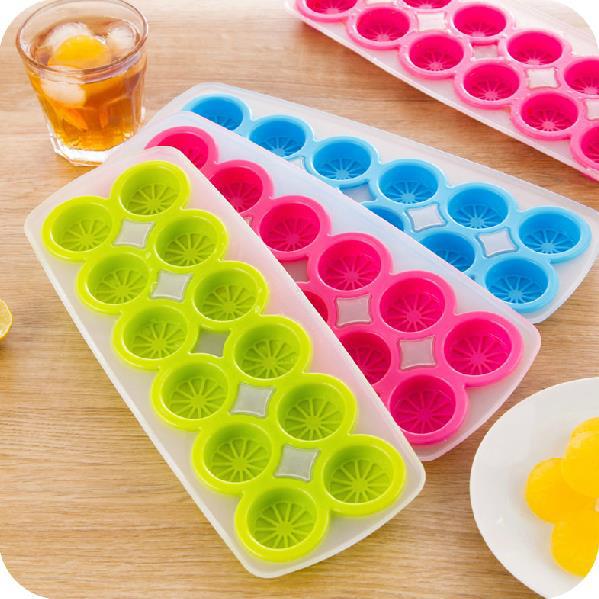 Silicone Ice Cube Lemon Shape Ice Mold Candy Color 12 Grids Ice Cube Tray Thick&Soft Bottom Cooking Tools in Ice Maker