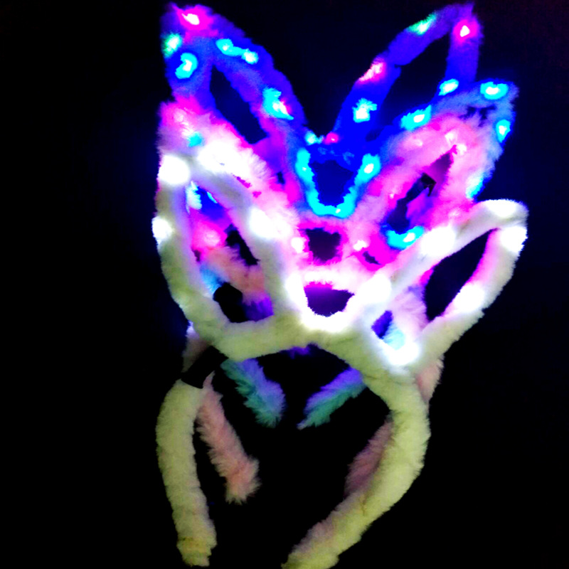 12pcs Light up Bunny Ears Headband LED Plush Hairb... – Grandado