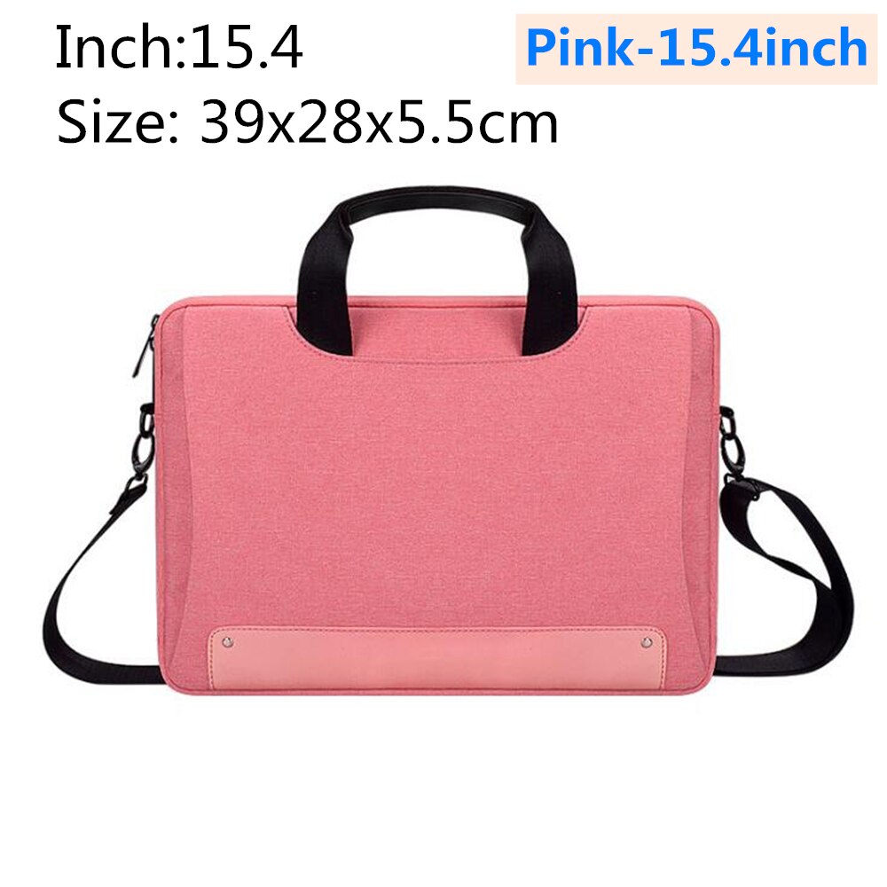 Waterproof Laptop bag 13.3 14.1 15 15.6 Inch Laptop Shoulder Bag Protective Case: Pink-15.4inch
