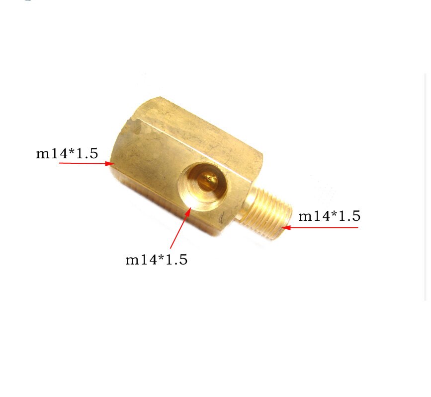 Three-way copper joint Specification 14mm*1.5 Conversion head Pressure gauge connector