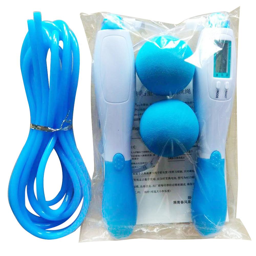 Electronic Counting Wireless Skipping Rope Dual-purpose Calorie PVC Weight-bearing Wireless Physical Fitness Exercise: Blue