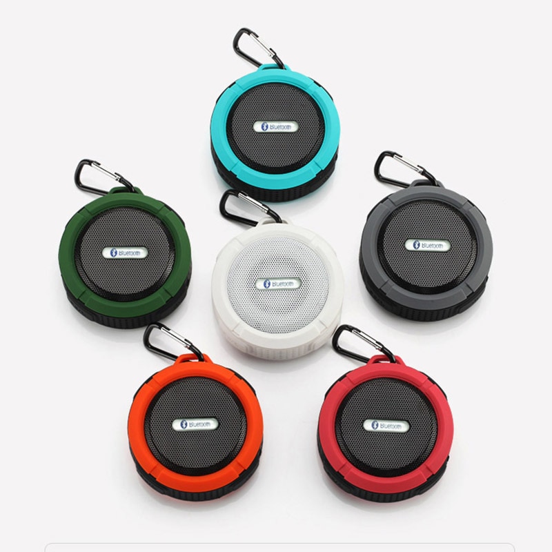 Draagbare Waterdichte Draadloze Bluetooth Speaker Mini Ronde Draagbare Speaker Subwoofer Ondersteuning Tf-kaart Met Opknoping Haak Sucker