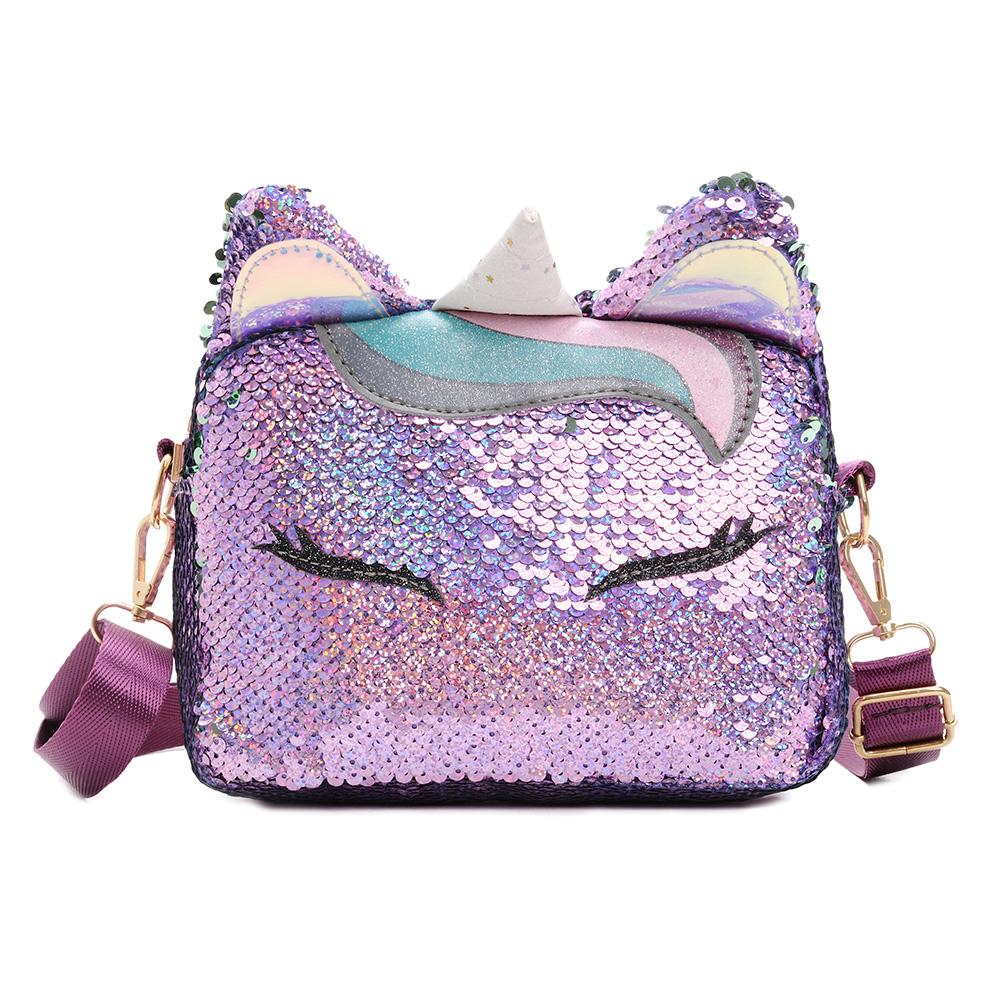 Vrouwen Kleine Portemonnees En Handtassen Leuke Glitter Sequin Eenhoorn Crossbody Zakken Voor Meisjes Coin Wallet Pouch Purse Bag: PurplePurple