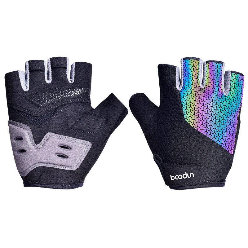 Boodun Summer Colorful Men Women Cycling Gloves Half Finger MTB Gloves Shockproof Breathable Road Mountain Bike Bicycle Gloves: Gray / XL