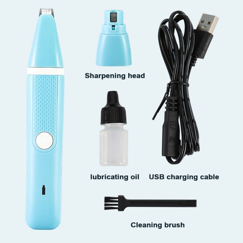 2in1 Pet Grooming Machine Hond Kat Tondeuse Usb Oplaadbare Clippers Nail Slijpen Haar Trimmer Voet Haar