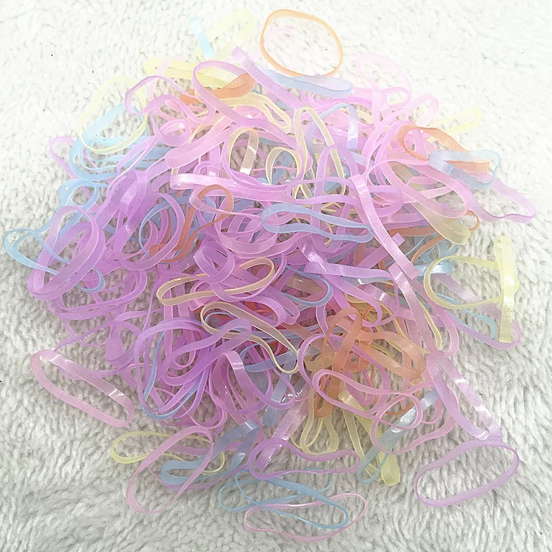 200pcs--1000pcs Colourful Rubber Ring Disposable Elastic Hair Bands Ponytail Holder Rubber Band Scrunchies Kids Hair Accessories: Nickel-Free White / 15mm