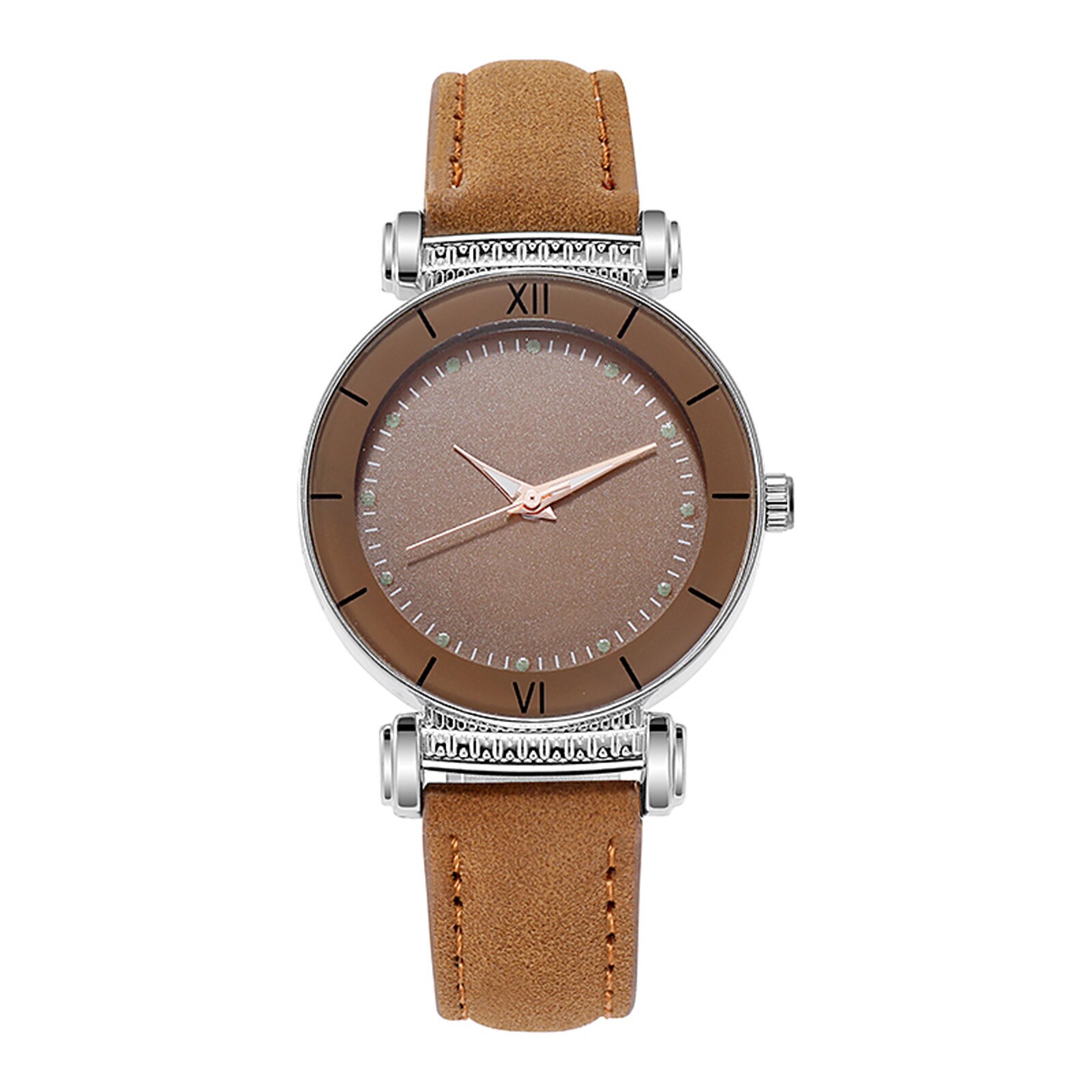 Vrouwen Luxe Horloge Quartz Casual Vrouwelijke Quartz Horloges Lederen Band Sky Dames Meisjes Klok Analoge Uur Reloj Horloge: Brown 