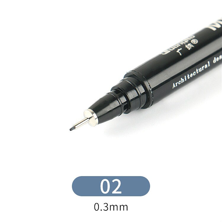 Pigment Liner Ink Paint Brush Marker Pen 0.05 0.1 0.2 0.3 0.4 0.5 0.6 0.8 Different Tip Black Fineliner Sketching Brush Pen Pens: 02