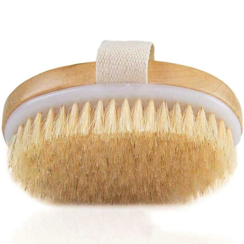 Dry Skin Body Brush Soft Natural Bristle Shower Brushes Wooden Bath Shower Bristle Brush SPA Body Brushes Without Handle