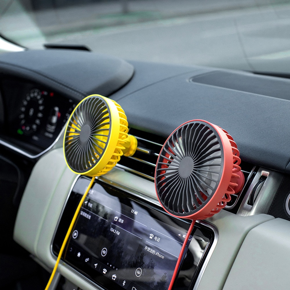 Bunte Auto usb Fan 360 Grad Drehbare LED-leuchten USB Energie Auto Auto Leistungsstarke Luft Fan Für Auto Luft entlüften Montiert