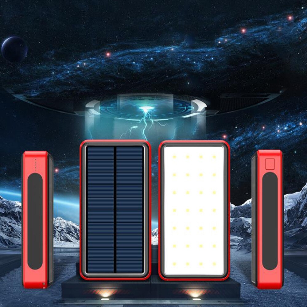 With Powerful Camping LED Light 80000mAh Solar Power Bank 4 USB Type C Poverbank Portable Charger for IPhone 11 X IPad Samsung