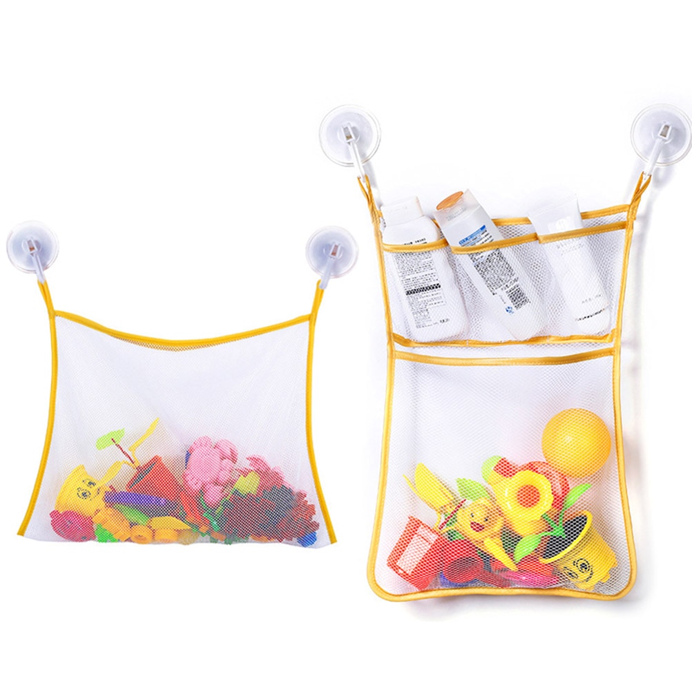 2 Sets Van Bad Speelgoed Opbergtas Rooster Opknoping Tas Met 4 Haken Baby Bad Speelgoed Opslag Netje: YELLOW