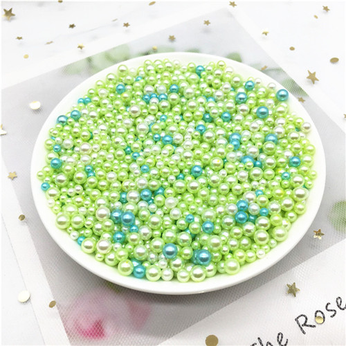 Perles en Imitation acrylique pour artisanat, mélange de 3/4/5mm, sans trou, perles d'art de fabrication de bijoux, matériel artisanal, 10g: Mix light green