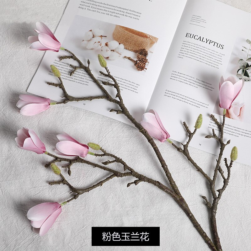 88cm Artificial Magnolia Flower Branch Home Garden Office Bedroom Living Room Decoration Party Supplies flores artificiais: Pink
