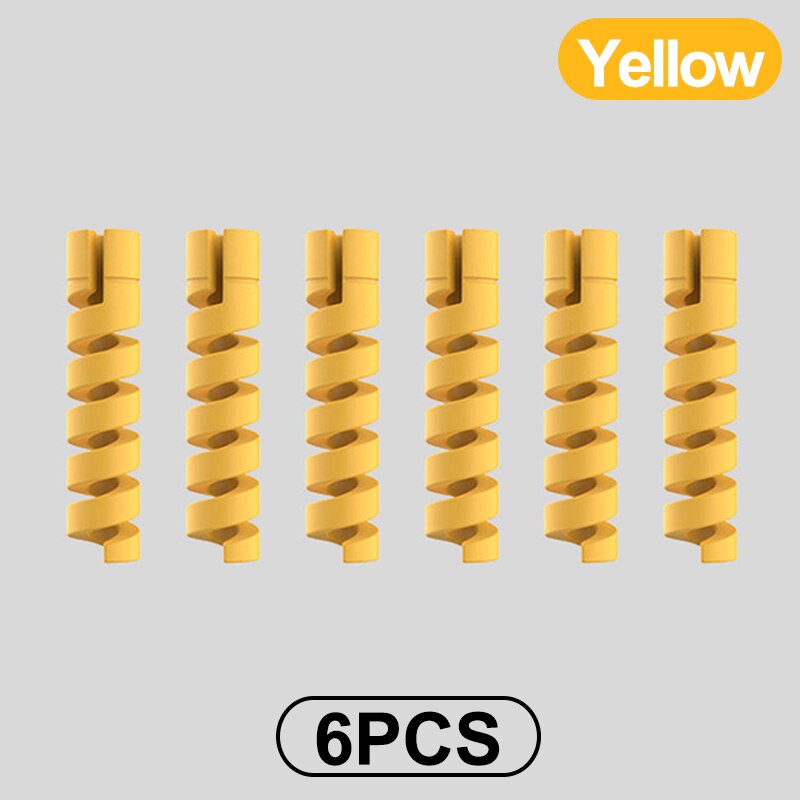 Zabezpieczenie kabla ładującego do telefonów uchwyt na kabel oplot na kable klip do myszy przewód ładowarki USB zarządzanie organizer do kabli: A 6Pcs-Yellow