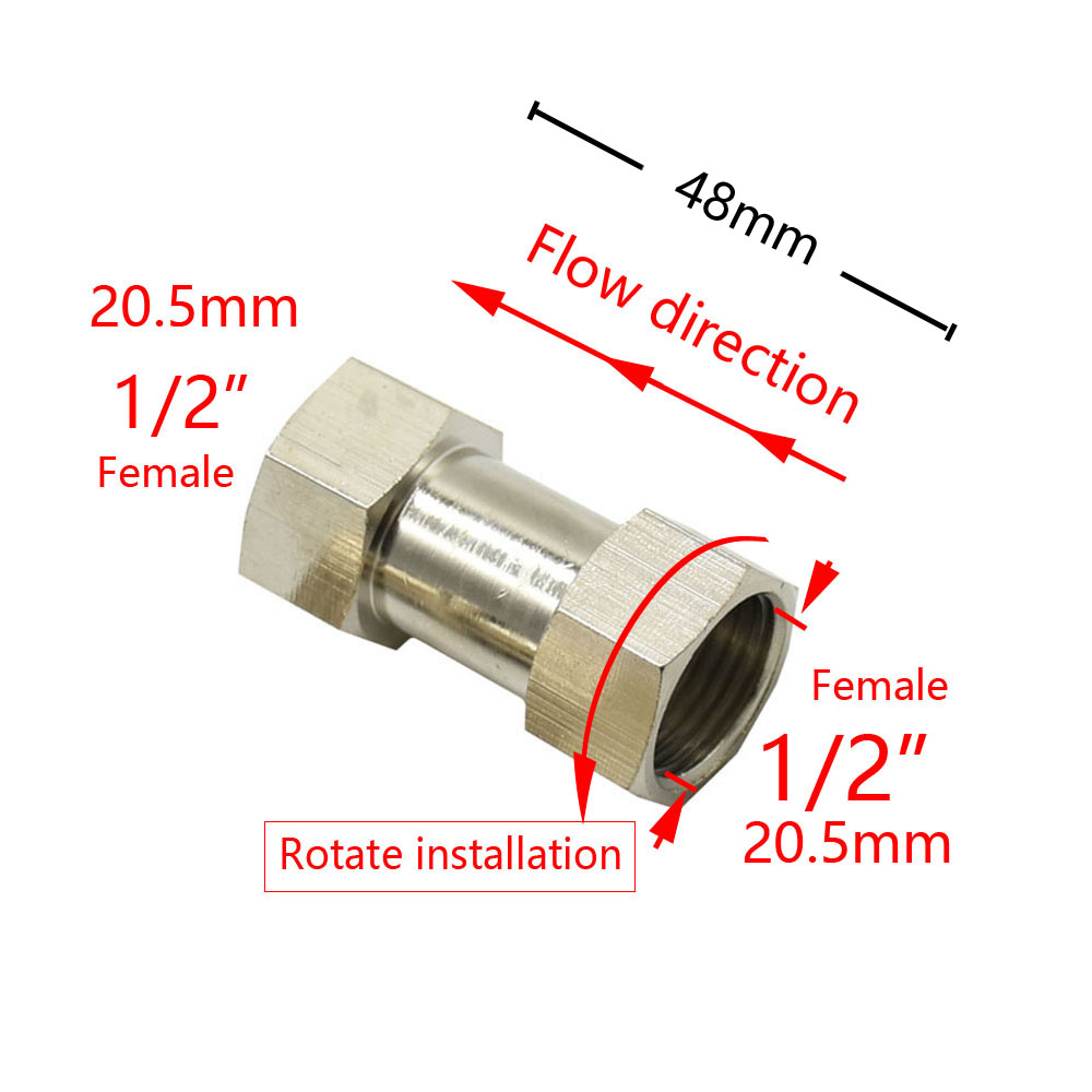 1/2" 3/4 Inch Thread Check Valve Connector Brass Copper Bathroom Water Heater Toilet Connector Coupler One-way Joint Adapter: E