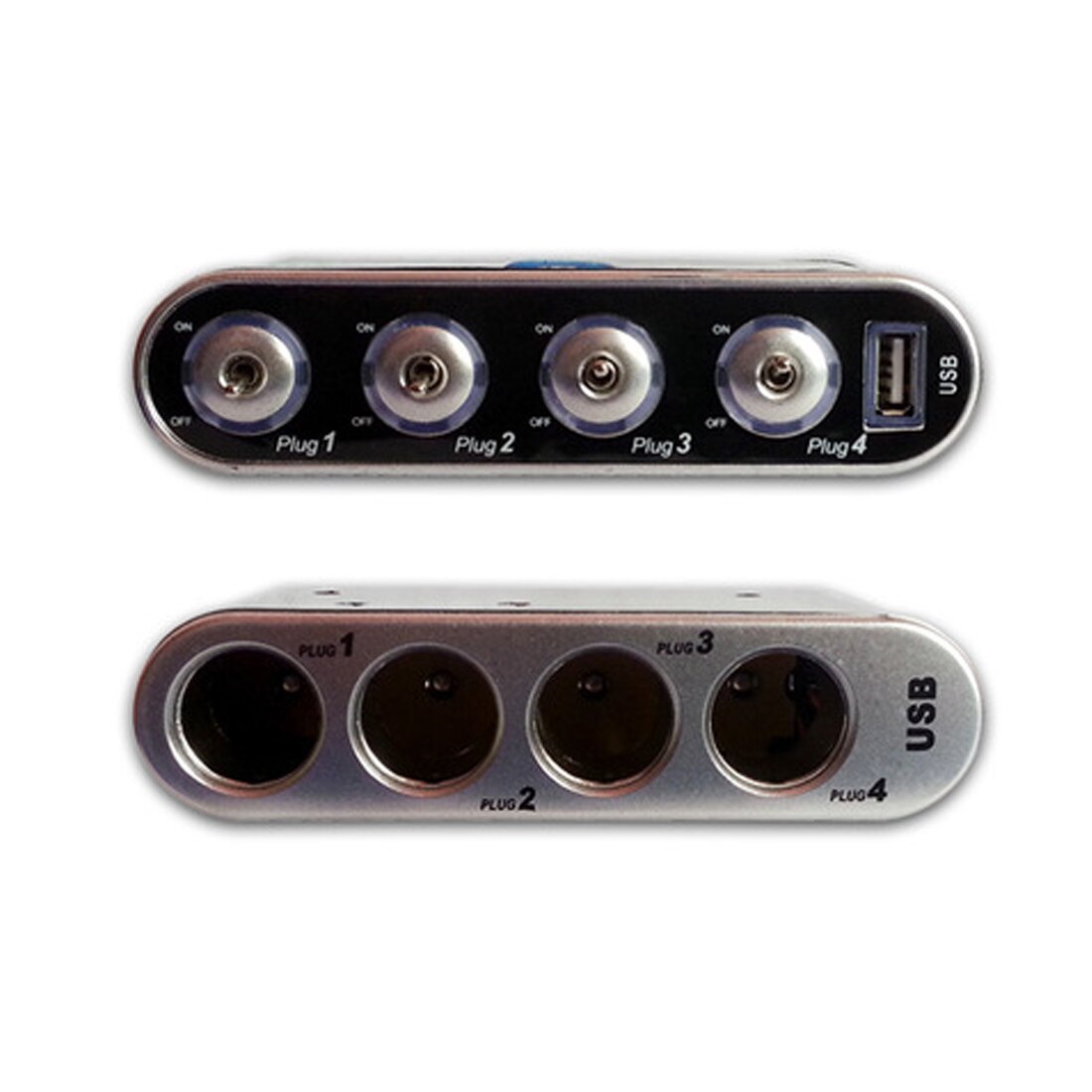 12v - 24v 4 -veis multi-socket billader kjøretøy bil bil sigarettenner stikkontakt splitter + usb-porter plugg adapter