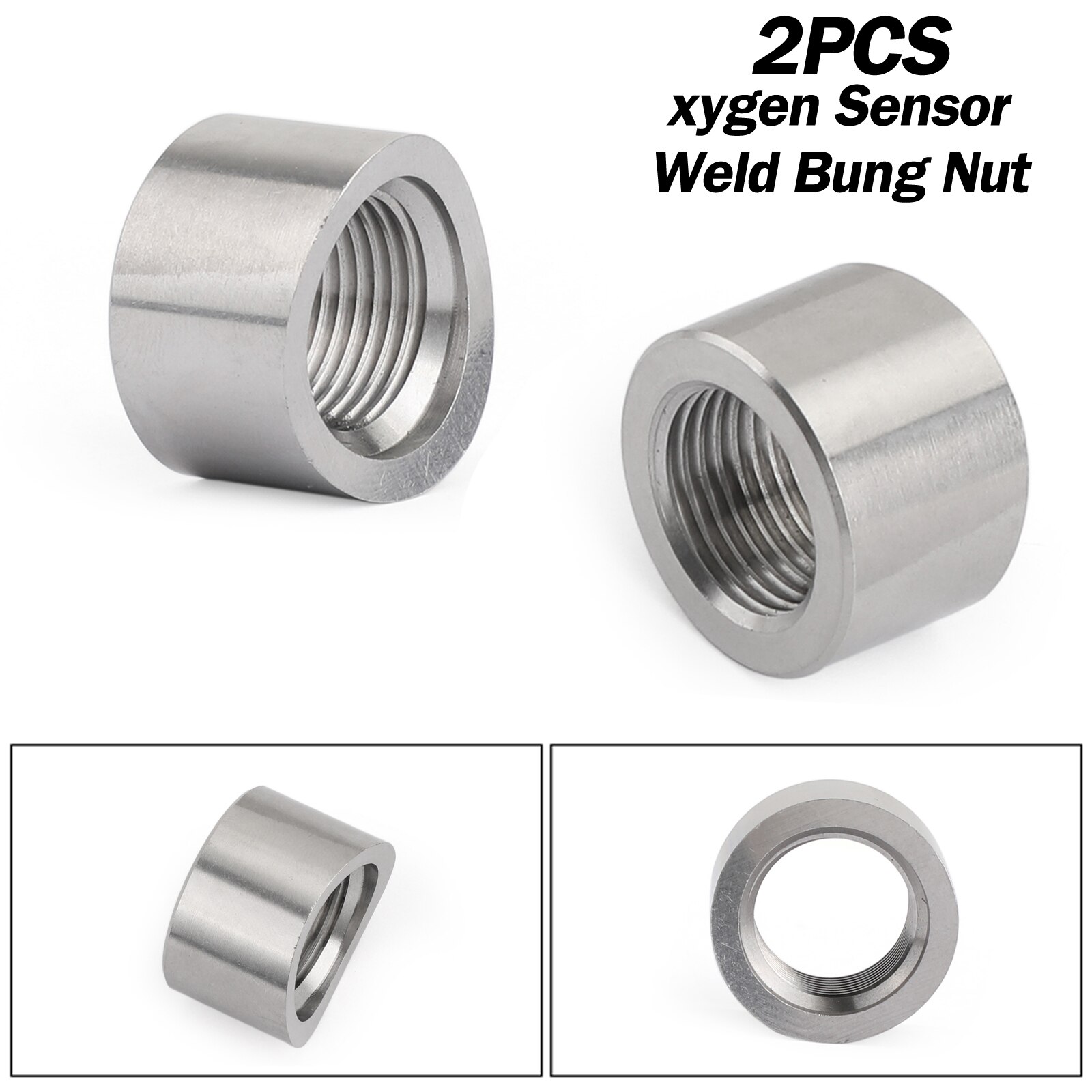 2PCS Notched O2 Oxygen Sensor Weld Bung Nut M18x1.5 Wideband 304