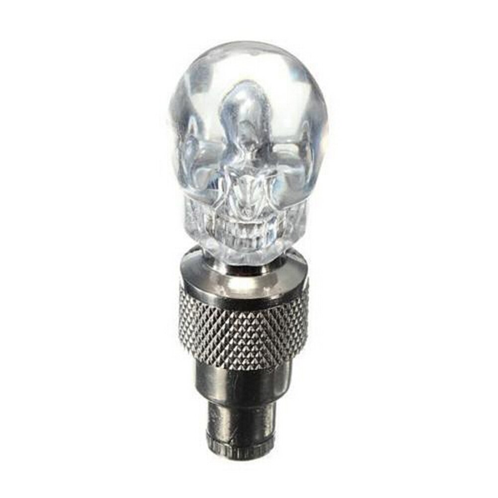 2pcs Skull Shape Valve Cap LED Light Wheel Tyre Lamp For Car Motorbike Bike: white