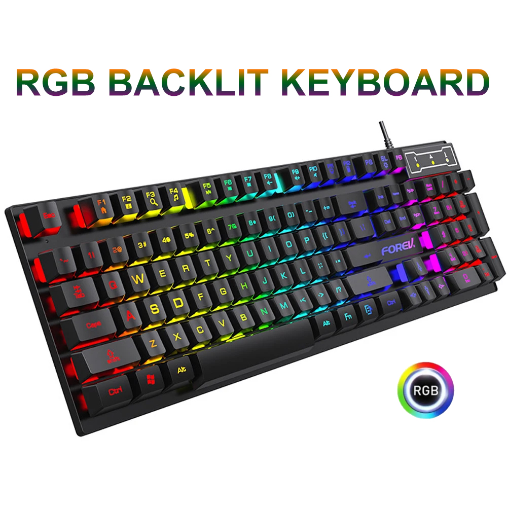 Mechanical Keyboard Wired Gaming Keyboard 104 Keys RGB Backlit LED Receiver for Laptop Desktop Ergonomics Keycap PC Accessories