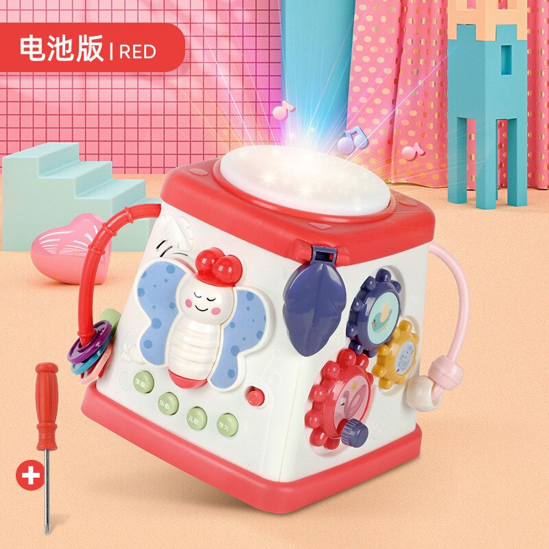 Puzzle early education baby Multi-functional hand-patted drum wisdom cube game table polyhedron wisdom house